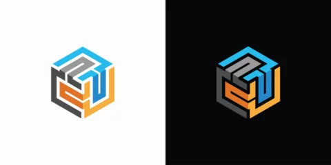 Foto op Plexiglas Cube maze abstract vector logo design © ahmad