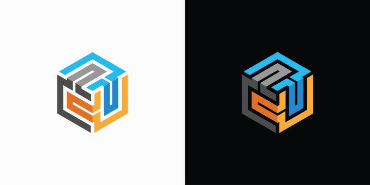 Cube maze abstract vector logo design