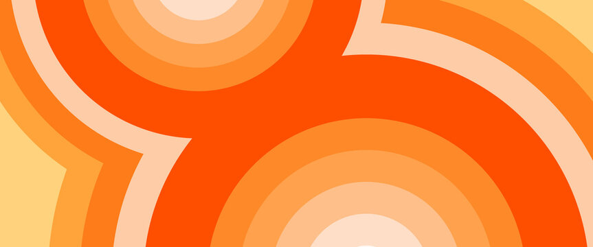Abstract orange banner design of overlapping circles forming cool circular shapes. Used as a template for social media graphics like headers, cover photos, stories and account profiles.