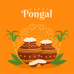 happy pongal greeting card template vector