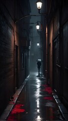 Fototapeta premium Obscured Horrors Haunting Scenes in the Dark Alley