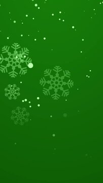 Snow flakes rain video on green background. Overlay video portrait 9x16 4K resolution