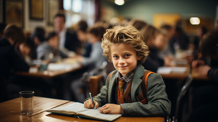 Boy in classroom.
