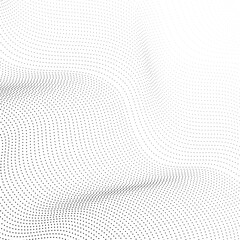 Flowing dots particles wave pattern halftone gradient background