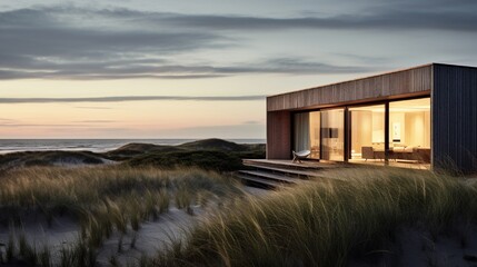A holiday home in the dunes  - obrazy, fototapety, plakaty