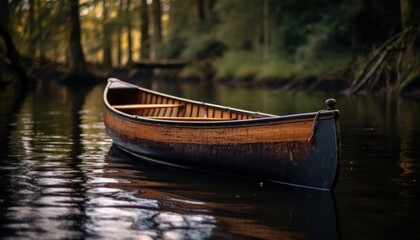 Obraz premium A Small Boat Floating on Top of a Body of Water