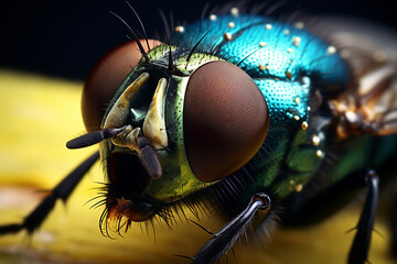 Macro photo of fly. Close up view