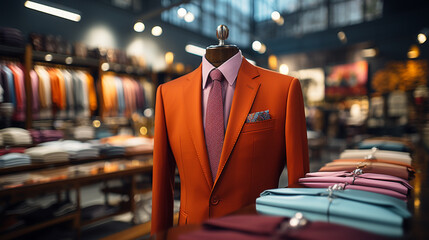 Male suit at store.