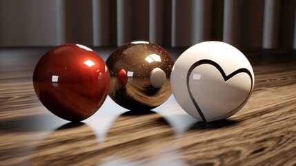 balls on wooden floor Valentine's Day Background 