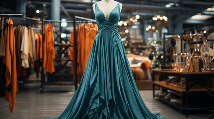 Naklejka premium Female luxury dress at store.