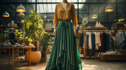 Female luxury dress at store.