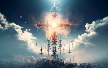 Generative AI picture of the holy cross - obrazy, fototapety, plakaty