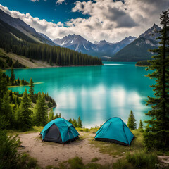 camping in the mountains - 690143548