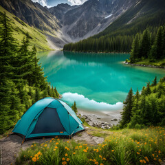 camping in the mountains - 690143583