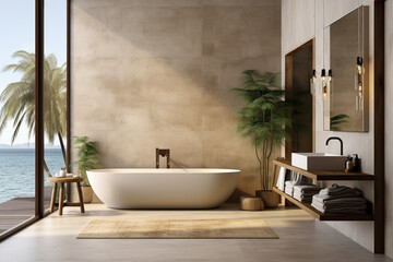 Fototapeta na wymiar modern bathroom interior with bathtub