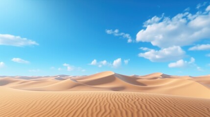 Fototapeta na wymiar A desert landscape background with sand dunes and a clear blue sky.