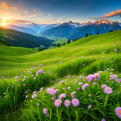 meadow with flowers - 690143959
