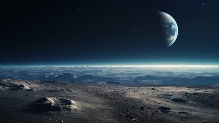 Naklejka na ściany i meble A breathtaking view of the Earth from the moon's surface.