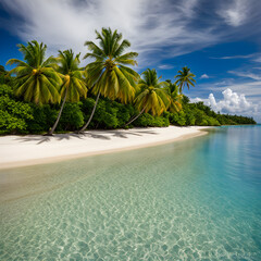 beach with palm trees - 690144114