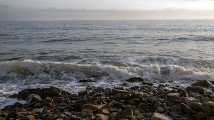 image of sunset at sea. sunset at sea nature. sunset at sea seascape. beautiful sunset at sea water