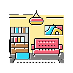 retro vintage interior desig color icon vector. retro vintage interior desig sign. isolated symbol illustration