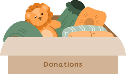 Donation items in box clipart