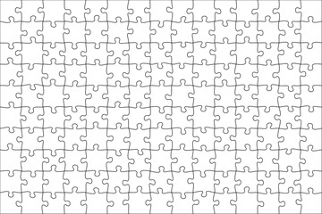 Jigsaw puzzle blank template or cutting guidelines of transparent pieces. Pieces are easy to separate (every piece is a single shape). Jigsaw puzzle transparent template. Vector illustration - obrazy, fototapety, plakaty