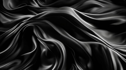 Obraz premium Black white silk satin fabric abstract background. Drapery fold crease wavy crumpled. Light shiny glitter shimmer shine. Luxury beauty rich. Sexy. Fluid flow liquid effect. Design. Wallpaper concept.