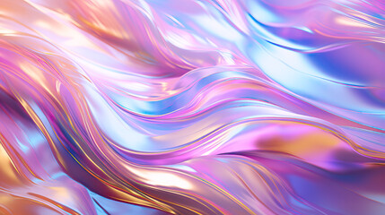 Abstract waves holographic foil multicolored background