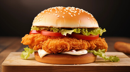 Delicious chicken burger pictures
 - obrazy, fototapety, plakaty