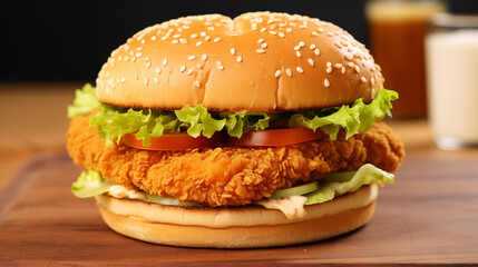Delicious chicken burger pictures
