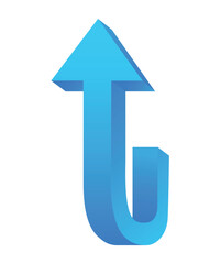 Blue arrows in 3D design. The dynamic interplay of shape and direction brought to life in a 3D design, where a prominent blue arrow serves as a focal point. Vector illustration.
