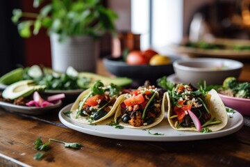 vegan tacos on a fancy restaurant table