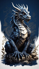 Fototapeta premium Super dragon character. Blue dragon illustration. 2024 Year of dragon.