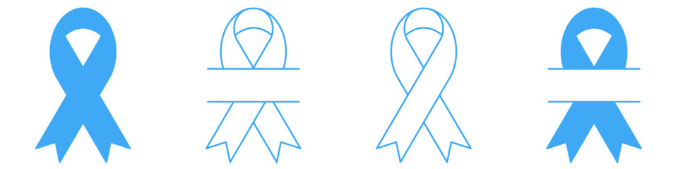 Blue ribbon. Breast cancer awareness ribbon. Women support blue ribbon.EPS 10