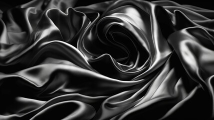 Black white silk satin fabric abstract background. Drapery fold crease wavy crumpled. Light shiny glitter shimmer shine. Luxury beauty rich. Sexy. Fluid flow liquid effect. Design. Wallpaper concept.
