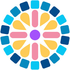 Colorful abstract circular design. Geometric shapes create a visually appealing pattern.