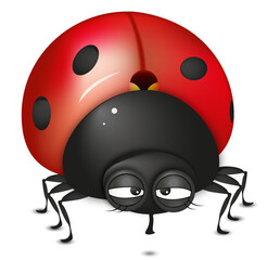 Obraz premium Cute sleepy ladybug illustration