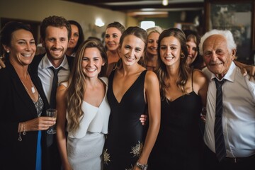 a group of people at the wedding reception - obrazy, fototapety, plakaty