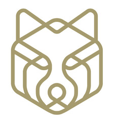 Golden fox head drawn from lines