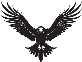 American eagle with wings, flying vector eagle Black silhouette on white background