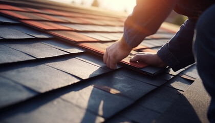 Roofing Companies, Install and repair roofing systems - obrazy, fototapety, plakaty