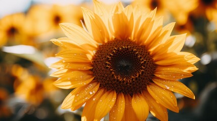 Blooming Sunflower in Field