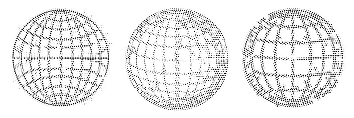 set of halftone effect of earth. dotted artwork for background design