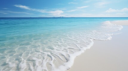Fototapeta na wymiar Pristine White Sandy Beach with Crystal-Clear Waters