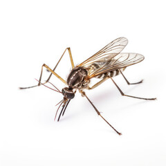 extreme closeup mosquito on white background.