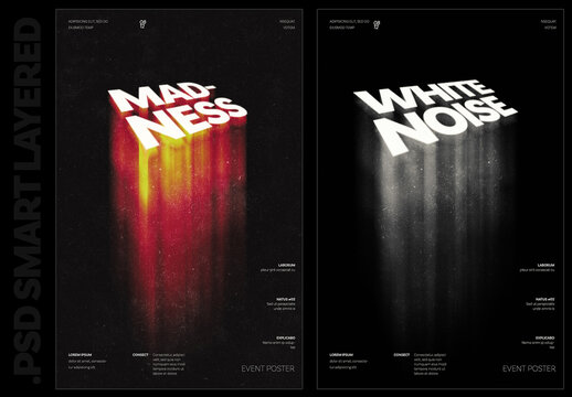 Fading text effect poster design including smart layer effect