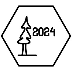 new year line icon 2