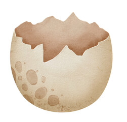 Broken dinosaur Egg Watercolor illustration. Hand drawn of open Eggshell on isolated background. Drawing of pastel easter clip art. Sketch of a template for inserting a dino or dragon. © Alisles