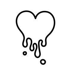 Melting heart icon. Bleeding heart icon. Groovy pattern with wavy and melt heart. Cute romantic heart print. Happy Valentines day clip art. Psychedelic distorted vector background retro style.
